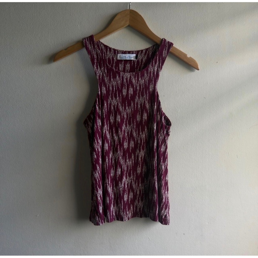 Ava Sky Honolulu Burgundy Tank Top Geometric Racerback Women Small Boho Resort